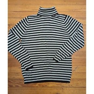 JOSEPH A STRIPED TURTLENECK SWEATER WOMEN'S SZ SMALL GRAY LONG SLEEVE RAYON